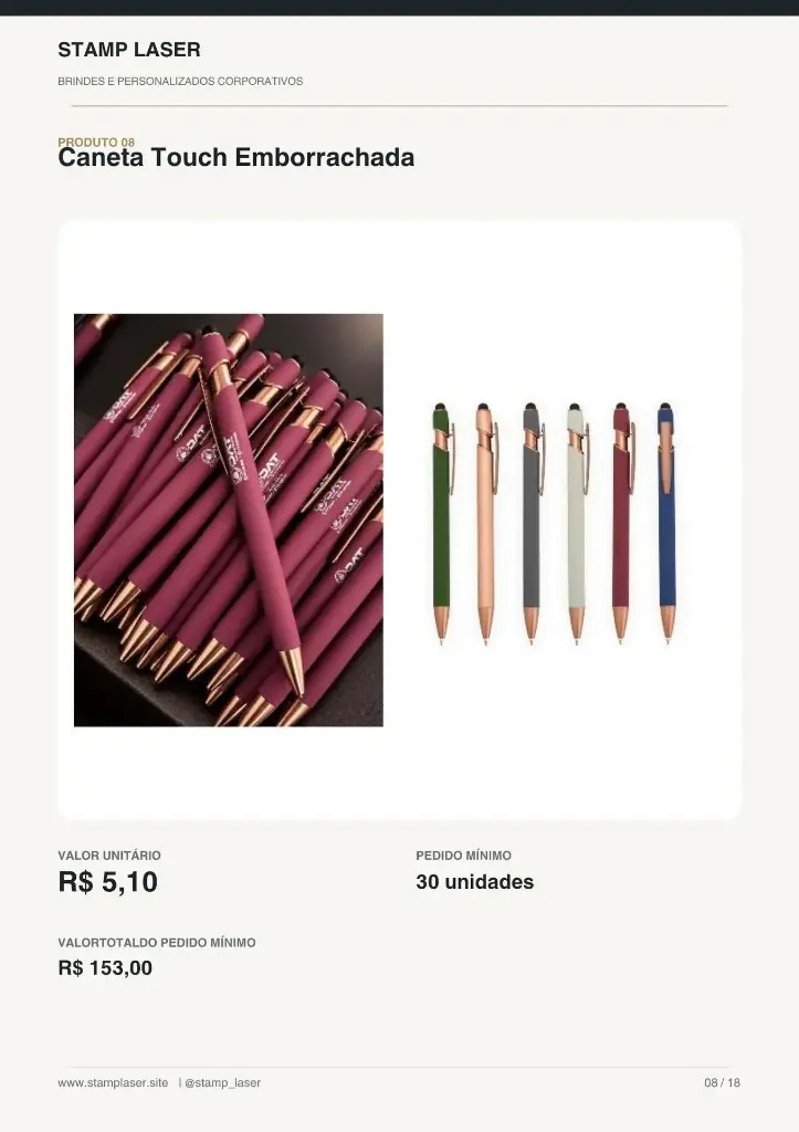 30 uni Caneta Touch Emborrachada